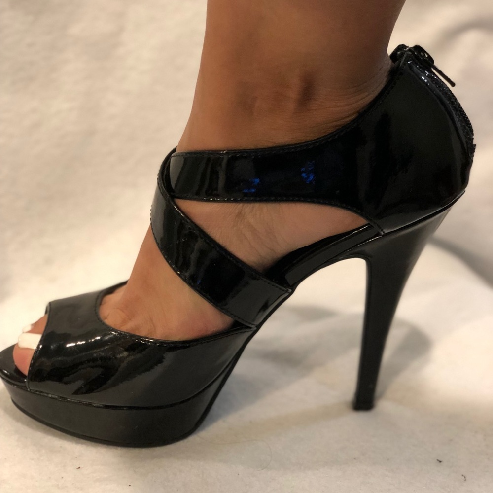 Black strapped heels